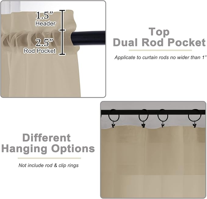 Extra Long Sheer Taupe Curtains - Image 4