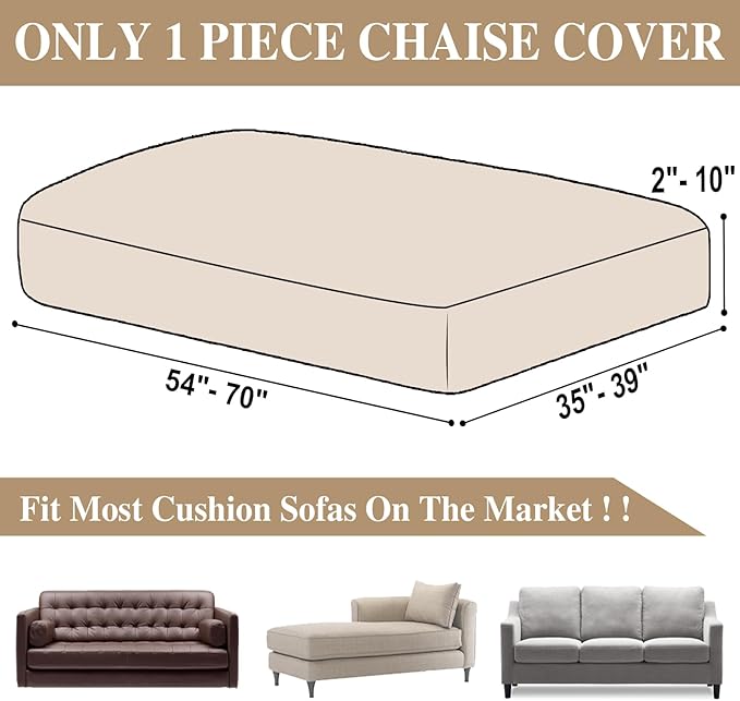 LA MEACK Couch Cushion Cover Chaise Lounge Cover Washable Separate Seat Chaise - Image 6