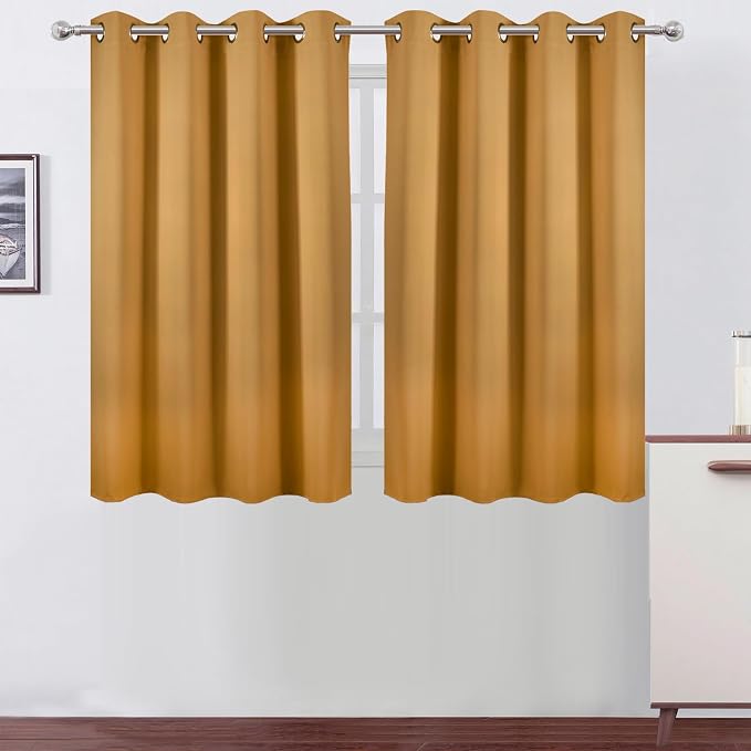 Mustard Yellow Thermal Blackout Curtains/52 x 45 Inch/Set of 2 Panels Room by Lemomo