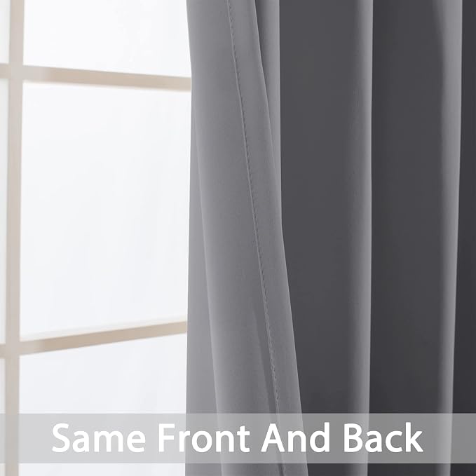 Yakamok Grey Room Darkening Curtains 52x90 inch Gray Grommet-Living Room | 2 - Image 6