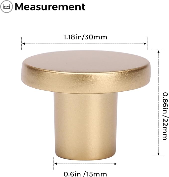 Ravinte 1 Pack Cabinet Knobs Sandy Gold Kitchen Cabinet Knobs Round Dresser Drawer Pulls Closet Door Pulls 1-1/5 Inch