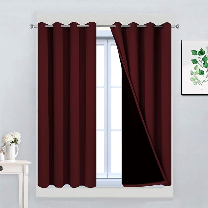 Yakamok Burgundy Red Blackout Curtains 45 Inches Long by Yakamok