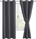 Blackout Curtains for Bedroom, Dark Grey, 42 x 72 Inch, 2 Panels | Thermal by Hiasan