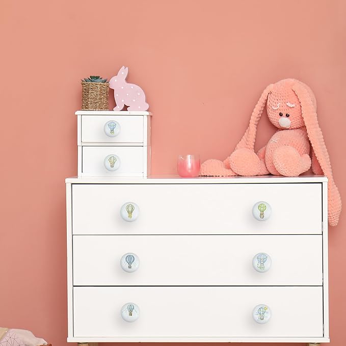 8Pack1.5 Ceramic Round Bear Knob Nursery Animal Drawer Handles Kids Cabinet Door Dresser Knobs and Pulls