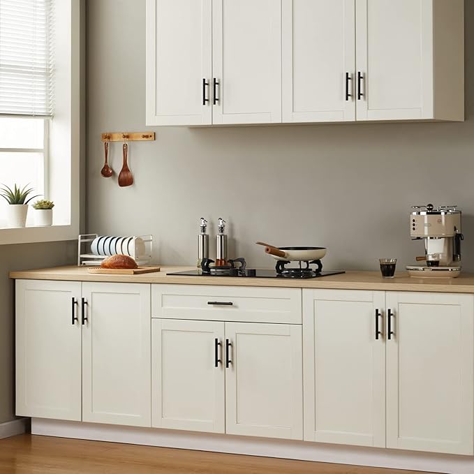 HBL' 10 Pack | 3-3/4 Inch Center to Center Matte Black Cabinet Pulls Kitchen Cabinet Handles,Made of Stainless Steel,Ideal for Cabinet,Drawer,Cupboard and Wardrobe.