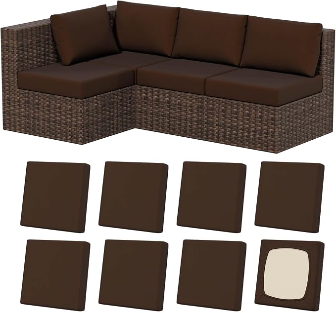 8Pcs Outdoor Cushion Covers, Stretch Patio Furniture Couch Chair Slipcovers | by VORSHAPE