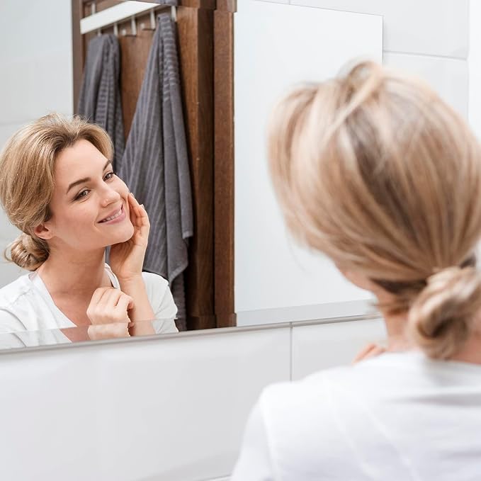 Mirrorons Beveled Mirror, Wall Mirror 40" x 32", Frameless Rectangle Bathroom Vanity Mirror with Beveled Edge, Hangs Horizontally or Vertically. Upgraded Shatterproof