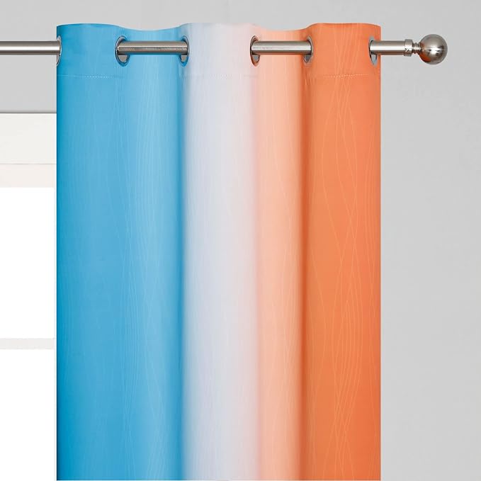 Ombre Orange and Blue Blackout Curtains 42Wx84L Inch Long | Gradient Curtains - Image 4