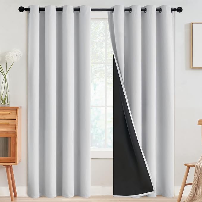 SimpleHome White 100% Blackout Curtains Room Darkening Living Room 96 Inch | by SimpleHome
