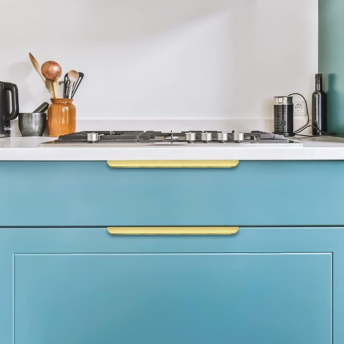 Ravinte Hardware 20 Pack Gold Cabinet Handles, 11.8 Inch (300mm) Finger Edge Pulls, 8.8 Inch Hole Center, Finger Pulls for Cabinets