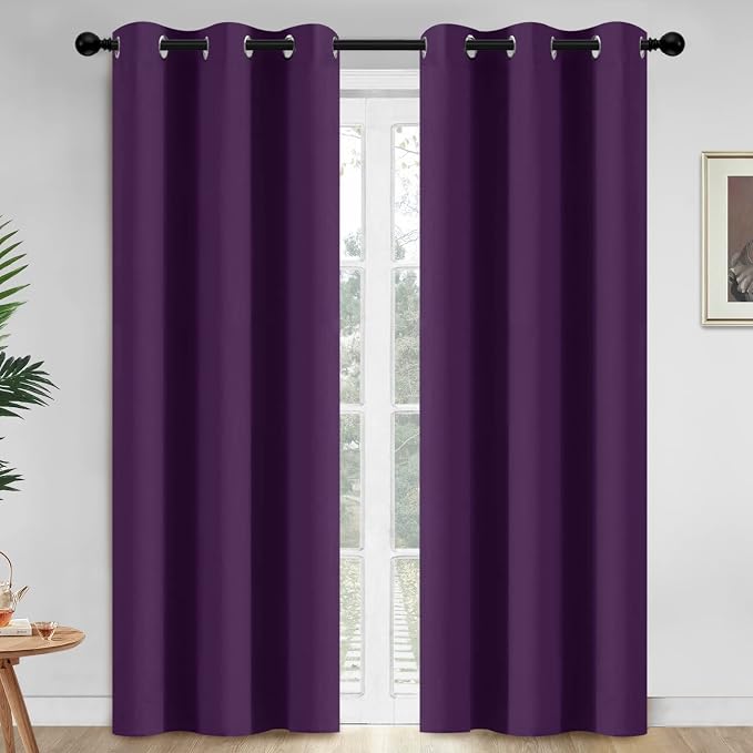 Yakamok Room Darkening Curtains 42x84 inch Length Purple-Living Room | 2 panels by Yakamok
