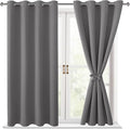 Blackout Curtains for Bedroom, Light Grey, 52 x 45 Inch, 2 Panels | Thermal by Hiasan