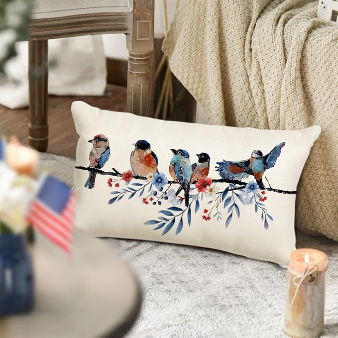 RABUSOFA 4th of July Memorial Day Patriotic Lumbar Throw Pillow Cover, 12x20 - Image 4