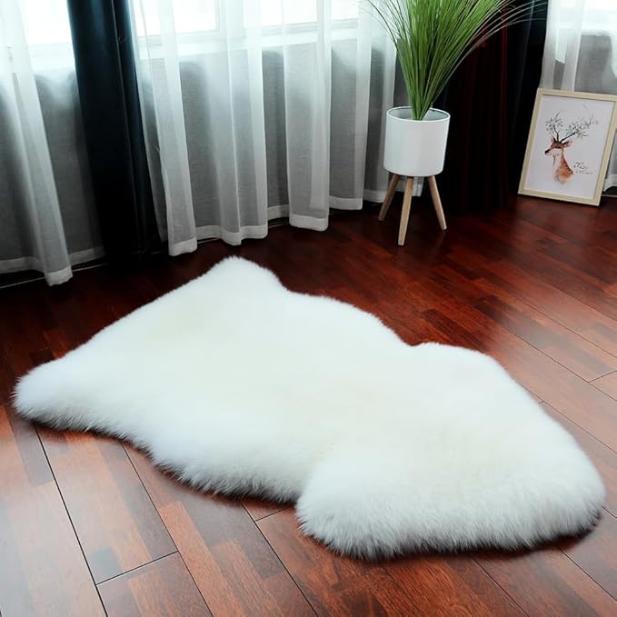 LLB Genuine Sheepskin Area Rug Wool Rug Fur Carpet Fluffy Shaggy Fur Rug - Image 2