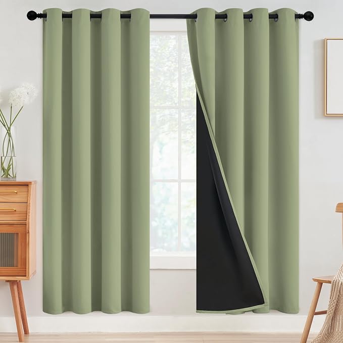 SimpleHome Sage 100% Blackout Curtains Room Darkening Living Room 72 Inch | by SimpleHome