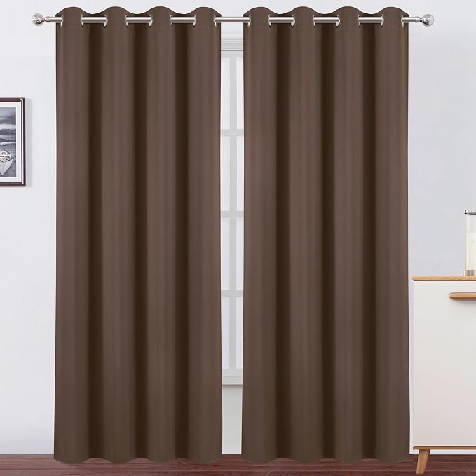 Blackout Curtains 52 x 90 Inch Long Chocolate Curtains Set of 2 Panels Room by Lemomo