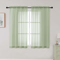 Light Green Sheer Curtains for Bedroom Living Room 45 Inch Length 2 Panels by WelvetBLK