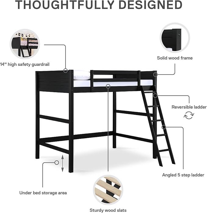 DHP Denver Full Size Loft, Black bed