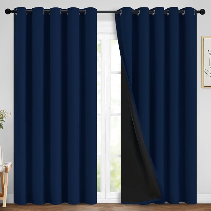 Yakamok Navy Blue 100% Blackout Curtains 84 Inches Long 70" Wide, 2 Panels | by Yakamok