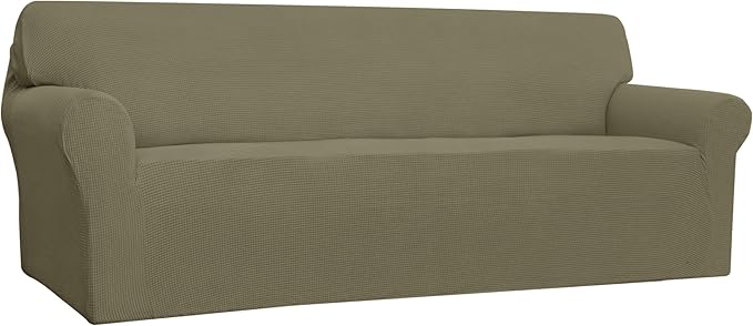 Easy-Going Stretch 4 Seater Oversized Sofa Couch Cover Khaki | 1-Piece Extra by Easy-Going