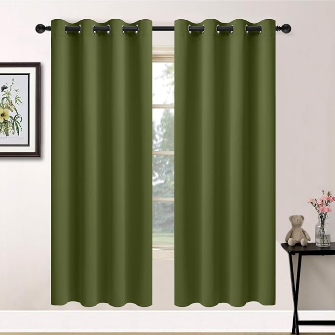 Yakamok Room Darkening Curtains 52x72 inch Length Olive Green-Living Room | 2 by Yakamok