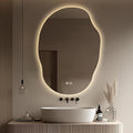 LED Mirror for Bathroom 25x35, Stepless Dimmable Irregular Backlit Mirror with 3 Colors, Anti-Fog, Memory, Al-Alloy Lampshade, Frameless Vanity Mirror for Bathroom (Horizontal/Vertical)
