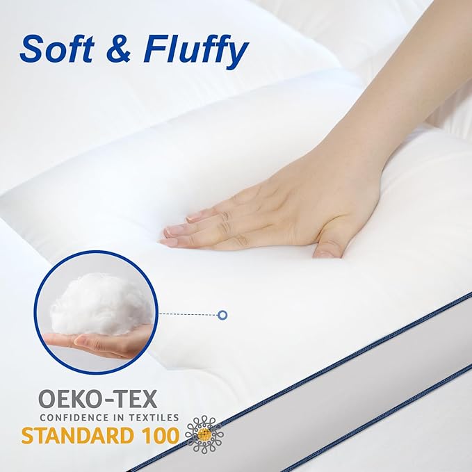 KAYFIA Cal King Mattress Topper,Extra Thick Mattress Pad Cover for Deep Sleep,3D+7D Snow Down Alternative Fill Overfilled Plush Pillow Top with 8-23 Inch Deep Pocket-White