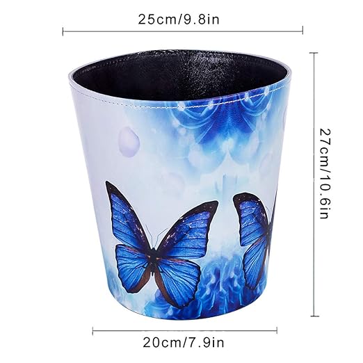 10L/2.64 Gallon PU Leather Trash Can Decorative Waterproof Wastebasket Paper Basket Garbage Bin for Home Office Bathroom