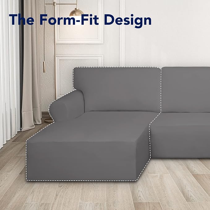 PureFit Stretch Sectional Couch Covers 2 pcs Non Slip L Shape Sofa Cover - Image 3