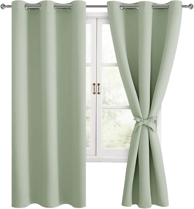 Blackout Curtains for Bedroom, 42 x 63 Inches Length, Seafoam Green | Thermal by Hiasan