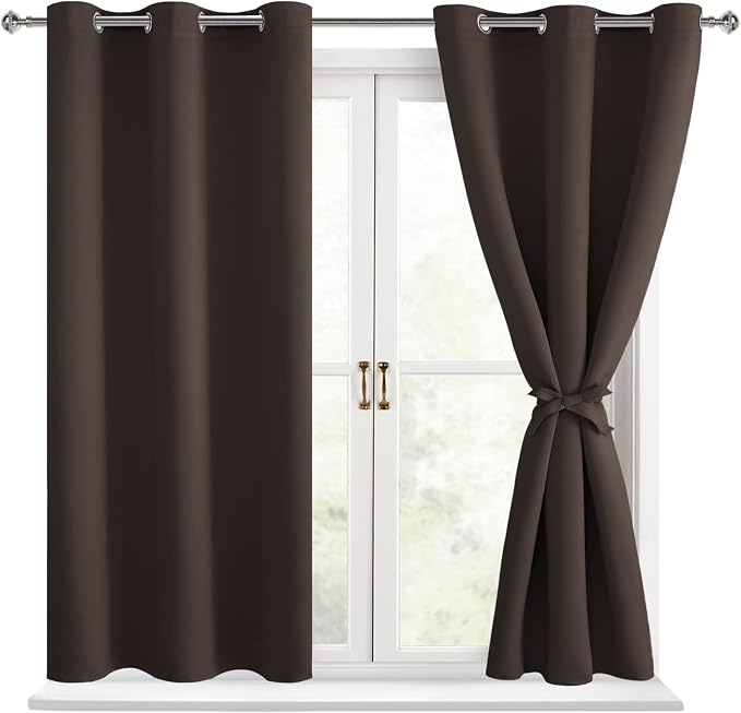 Blackout Curtains for Bedroom, 2 Drape Panels, 38 x 54 Inch | Thermal Insulated by Hiasan