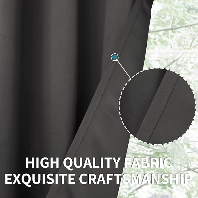 BGment Blackout Curtains for Bedroom - Grommet Thermal Insulated Room Darkening Curtains for Living Room, Set of 2 Panels, Each 55 x 69 Inch, Dark Grey