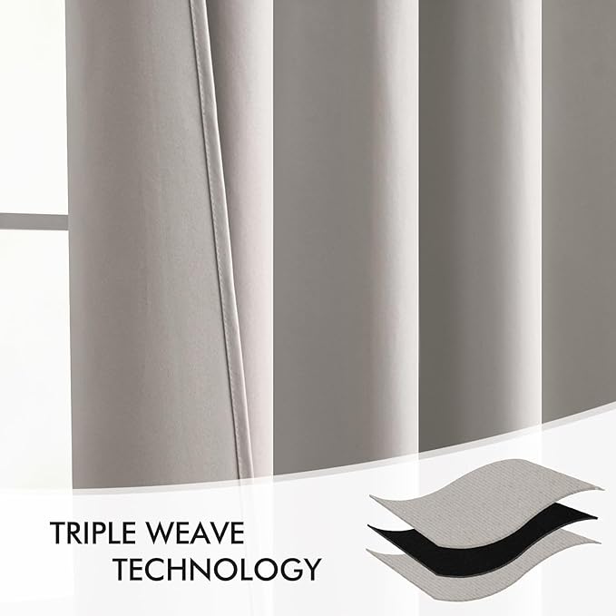 MIULEE Cobblestone Back Tab Blackout Curtains 52x120 Inch Long 2 Panels Set | - Image 6