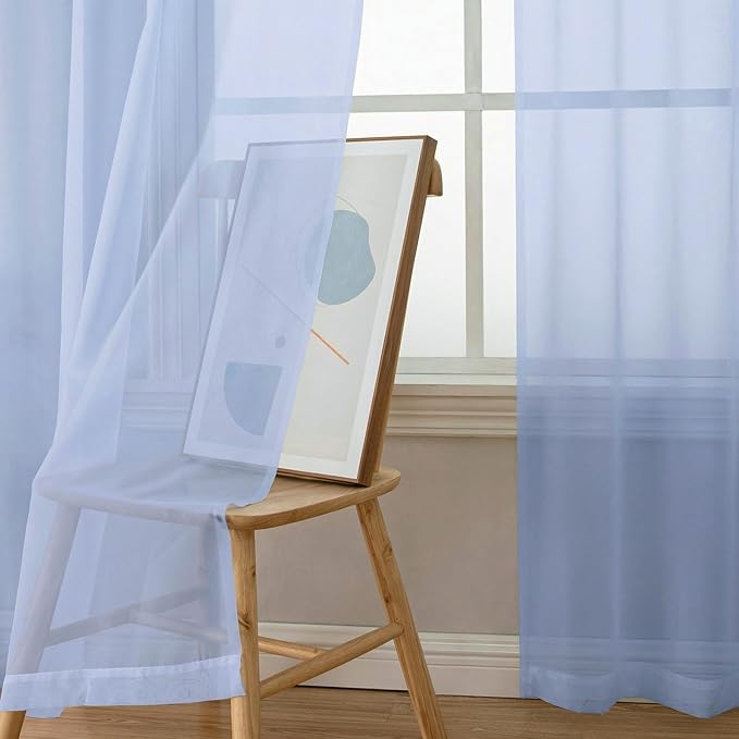 Sheer Curtains 72 Inches Long 2 Panels Set, Modern Light Filtering Sheer - Image 5