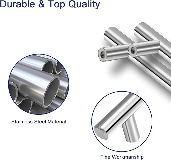 HBL' 10 Pack | 3 Inch Center to Center Brushed Nickel Cabinet Pulls Kitchen Cabinet Handles,Made of Stainless Steel,Ideal for Cabinet,Drawer,Cupboard and Wardrobe.