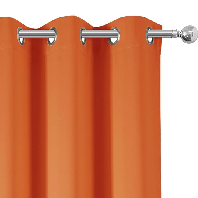 Blackout Curtains 66 x 54 Inch Long Orange Curtains Set of 2 Panels Room - Image 6