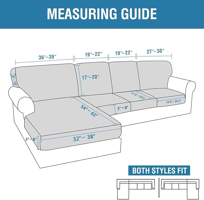 H.VERSAILTEX Sectional Couch Covers 8 Pieces Stretch Sofa Covers - Image 2