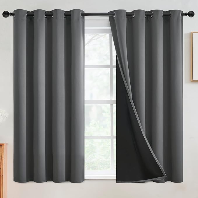 SimpleHome Grey 100% Blackout Curtains Room Darkening Living Room 54 Inch | by SimpleHome