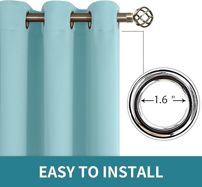 BGment Blackout Curtains - Grommet Thermal Insulated Room Darkening Bedroom and Living Room Curtains, Set of 2 Panels (38 x 63 Inch, Baby Blue)