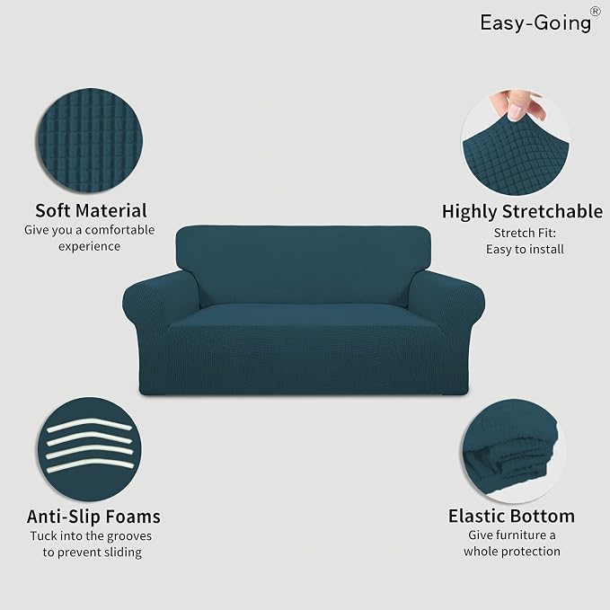 Easy-Going Stretch Oversized Loveseat Couch Covers Washable Deep Teal | 1-Piece - Image 3