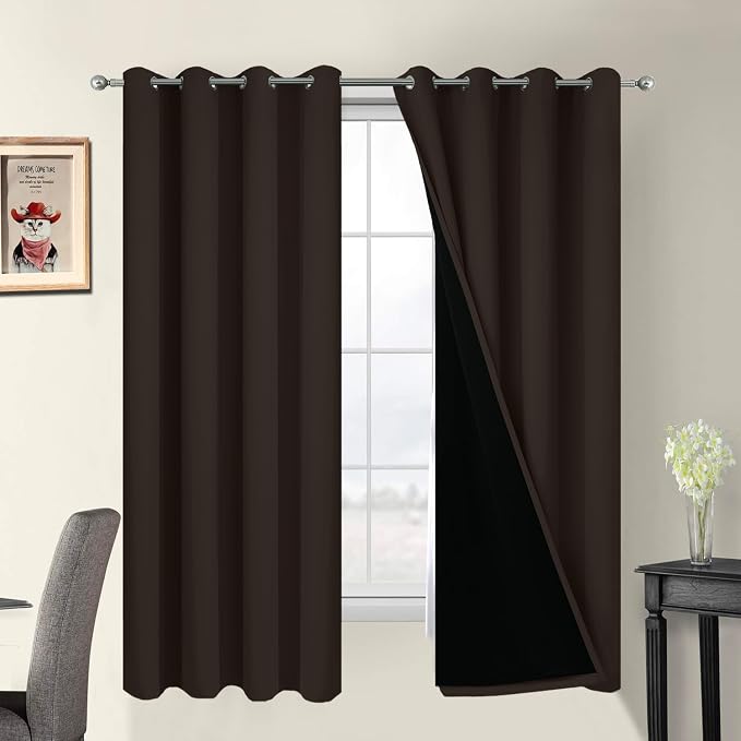 Yakamok Chocolate 100% Blackout Curtains 63 Inches Long 52" Wide 2 Panels | by Yakamok