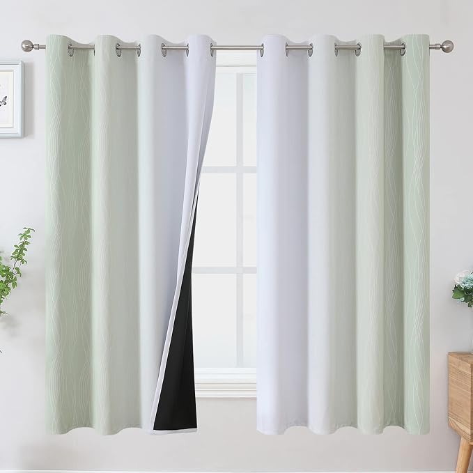 Sage Green and Greyish White Ombre Blackout Curtains by ESTELARTEXTILER