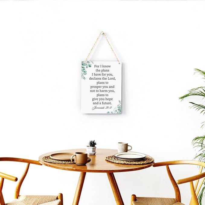 For I Know the Plans I Have for You Jeremiah 29:11 Inspirational Decor Christian Gifts Bible Verse Wall Art Scripture Wooden Hanging Sign for Modern Home Office Wall Art Decoration 8 x 10 Inches
