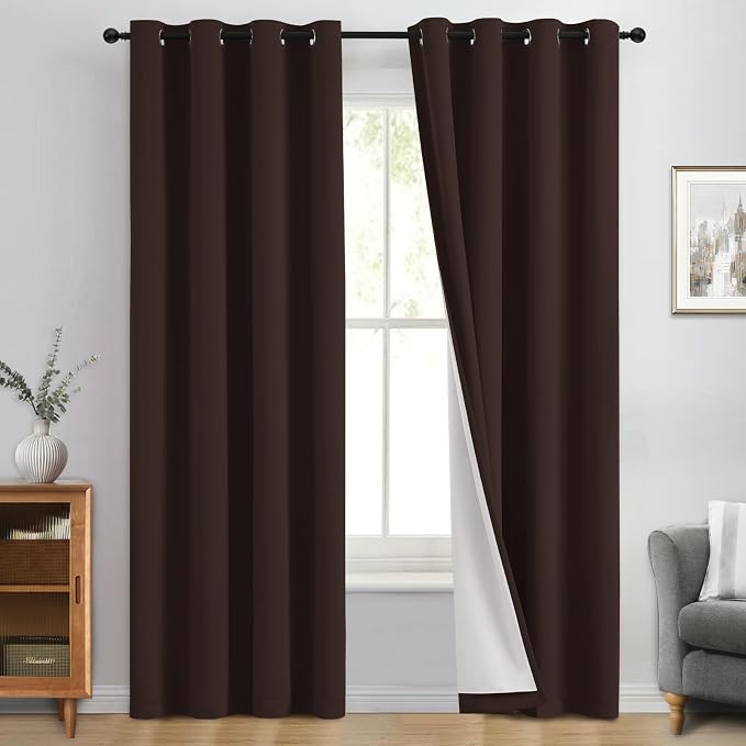 Yakamok Brown 100% Blackout Curtain Panels 84 inches, 2 Panels | Blackout by Yakamok