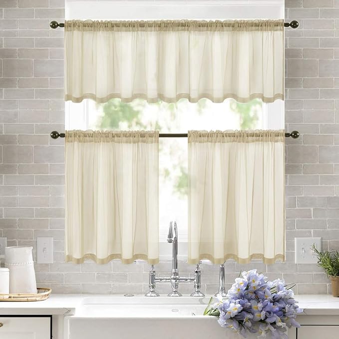 MIULEE Short Sheer Curtains 30 Inch Length 2 Panels, 29 x 30 Inches, Tier - Image 8