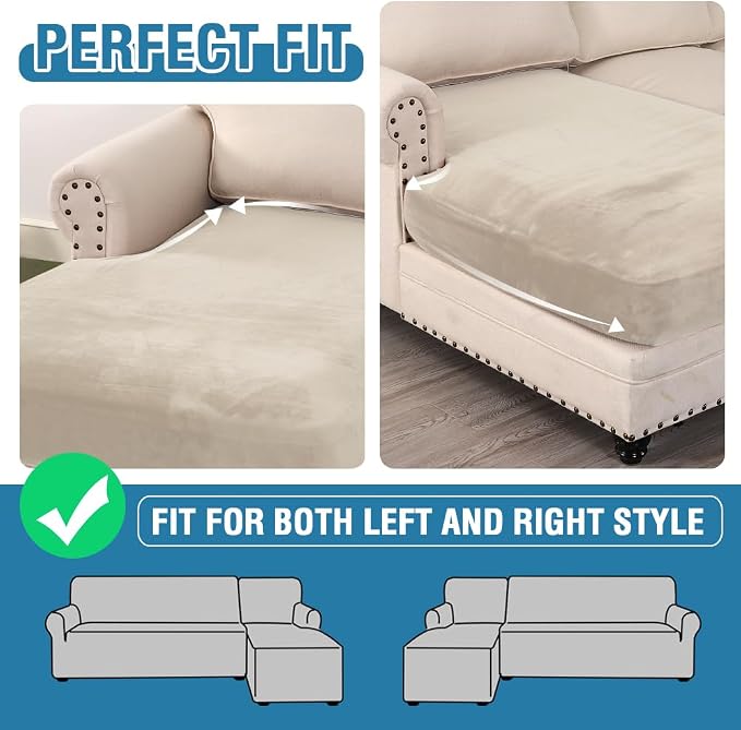 H.VERSAILTEX Velvet Stretch Individual Chaise Cover Sectional Couch Covers - Image 6