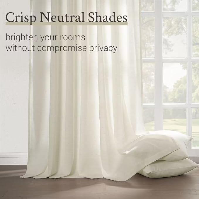 Topfinel 102 Inch Curtains 2 Panels Set, Two Packs Pinch Pleat Back Tab Linen - Image 3