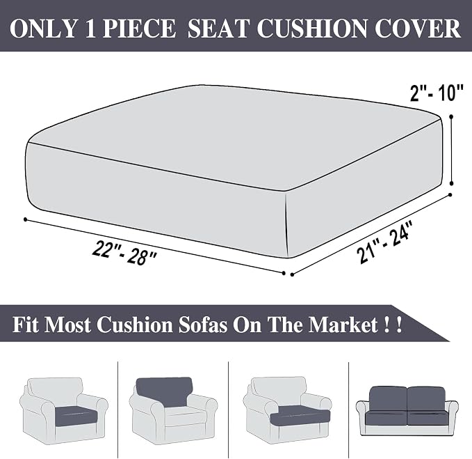 LA MEACK Couch Cushion Cover Seat Cushion Cover Stretch Armchair Cover Separate - Image 6