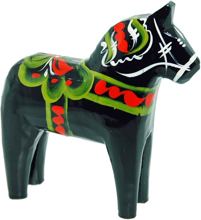ScandinavianShoppe Swedish Wooden Dala Horse - Black - 5"