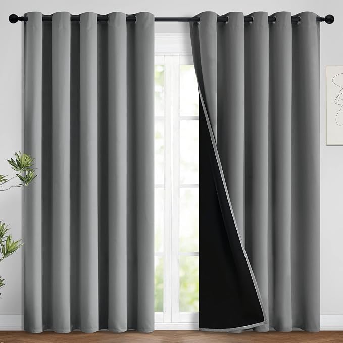 Yakamok Grey Blackout Curtains 96 Inches Long by Yakamok